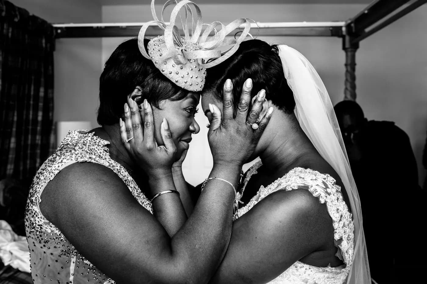 Bride with her wedding party in an elegant interior