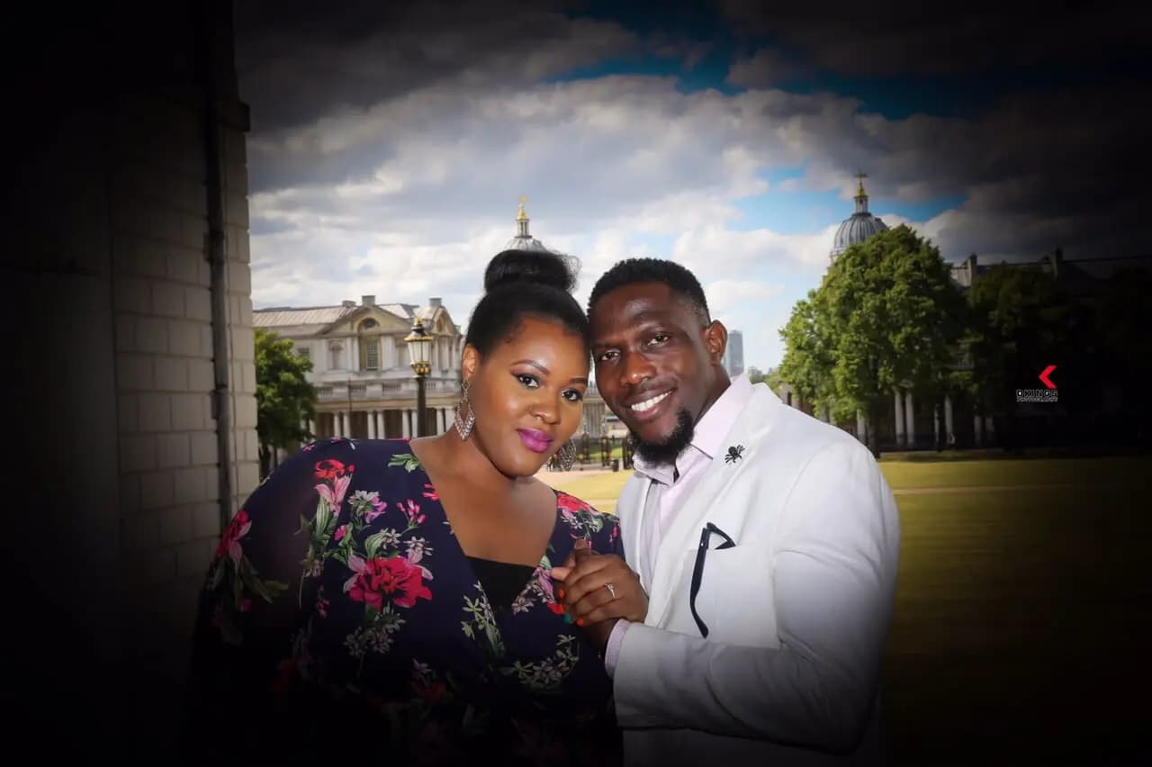 A newly married couple at their wedding celebration
