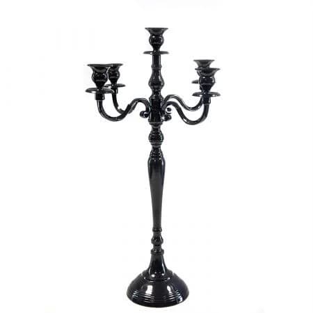 Black five-arm candelabra for table styling