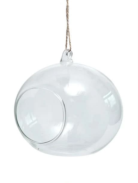 Hanging glass terrarium for event decor